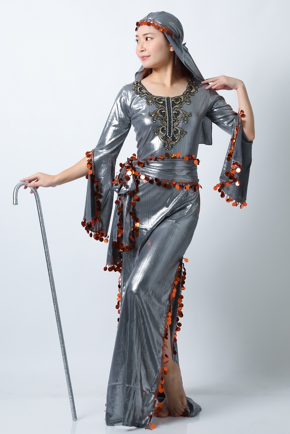 サイーディドレスSAI54-1(シルバー)フォークロア衣装【宅配便送料無料】発表会にお勧めです。