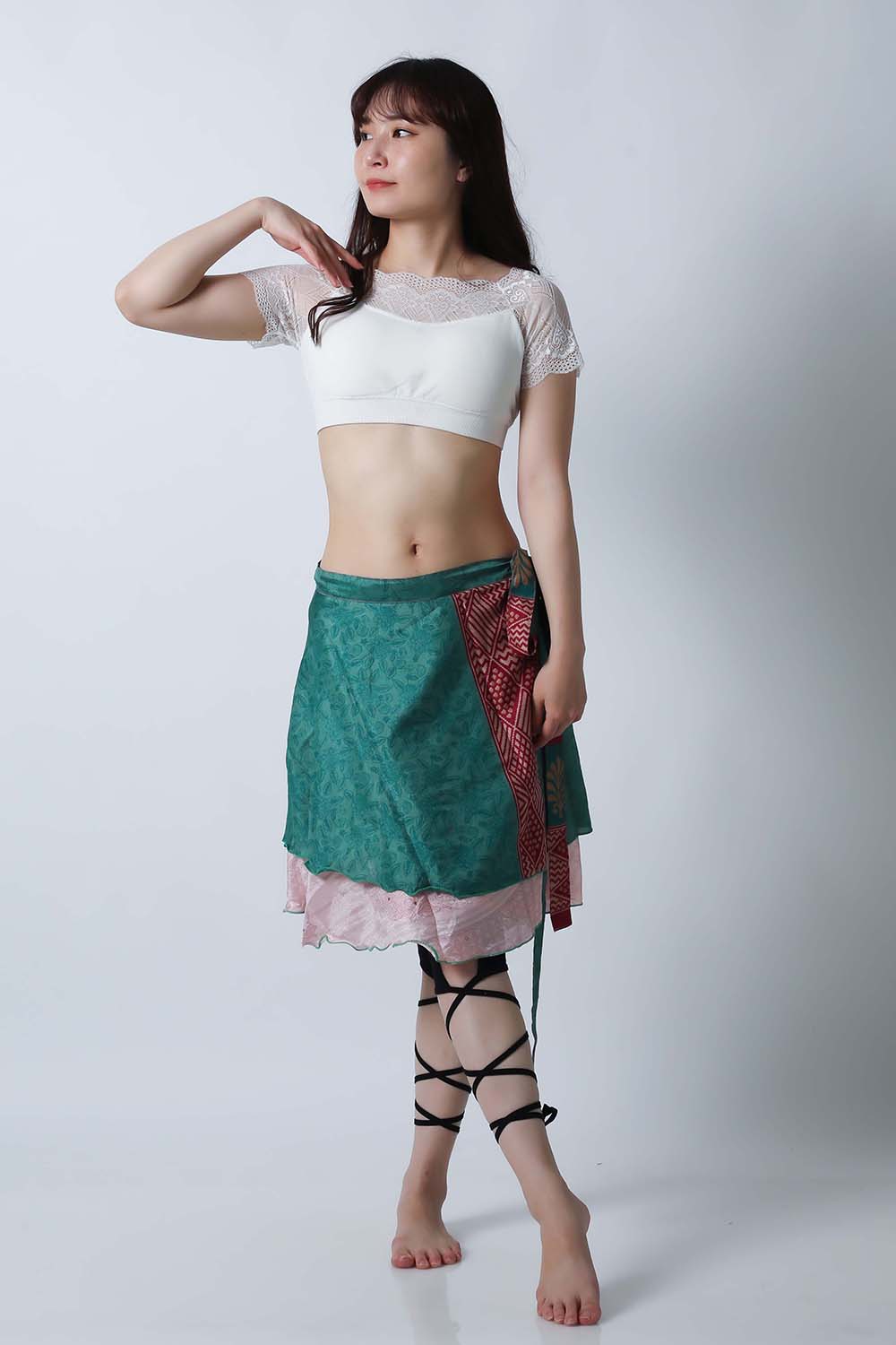 ヴィンテージ巻きスカートSK77-1プリント柄【ネコポス便送料無料】発表会、レッスンどちらも使えるベリーダンススカート