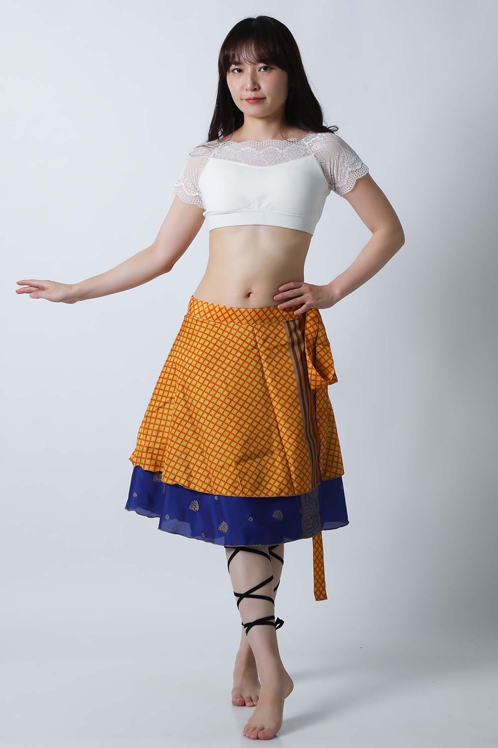 ヴィンテージ巻きスカートSK77-2プリント柄【ネコポス便送料無料】発表会、レッスンどちらも使えるベリーダンススカート