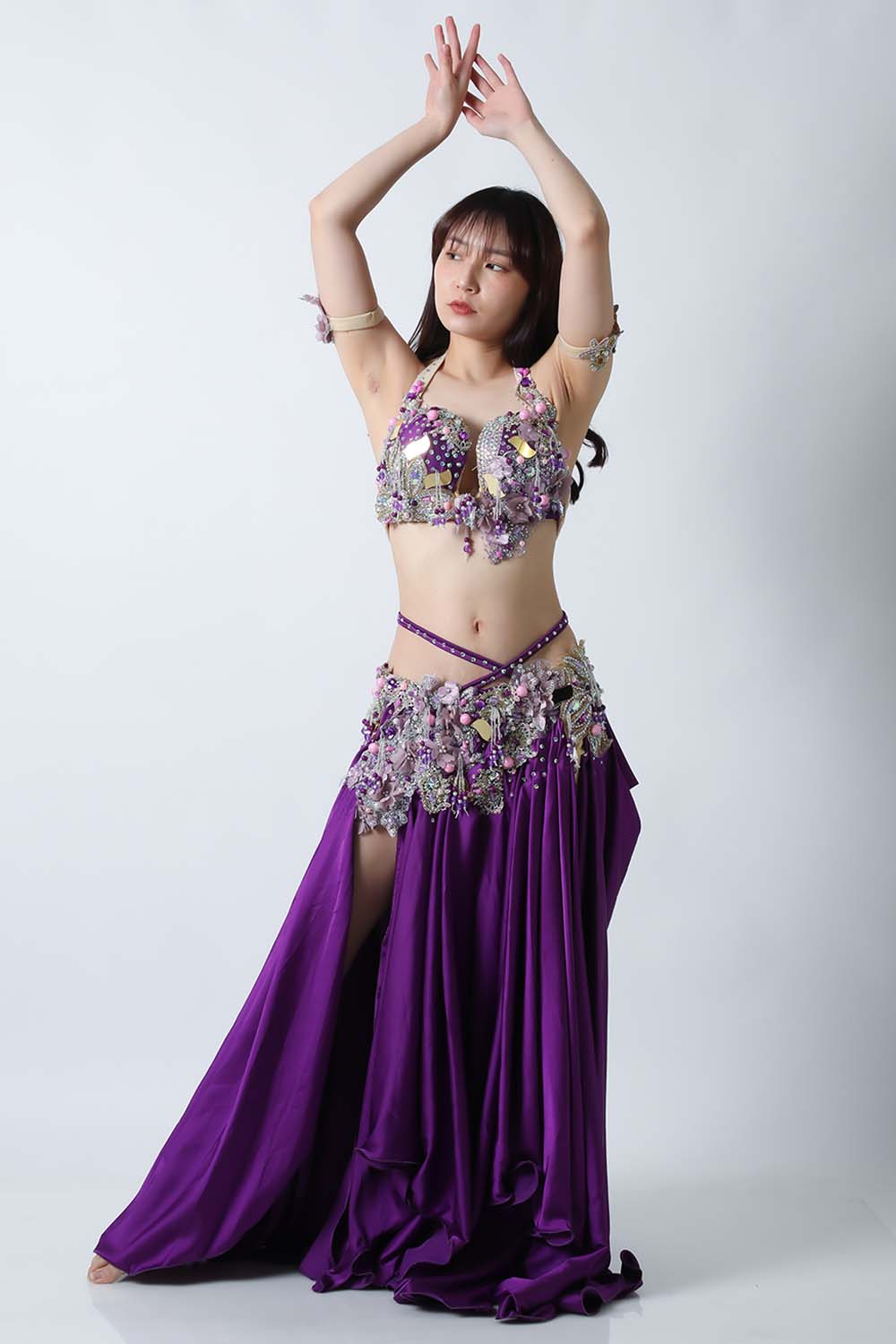 エジプト製【Amr】ベリーダンスコスチュームCF-COS-A355-1(パープル)【宅配便送料無料】発表会、イベントにお勧めです。