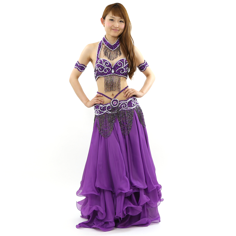 格安ベリーダンスコスチュームCH-COS-A11-31(紫、パープル)発表会、イベントに最適【宅配便送料無料】