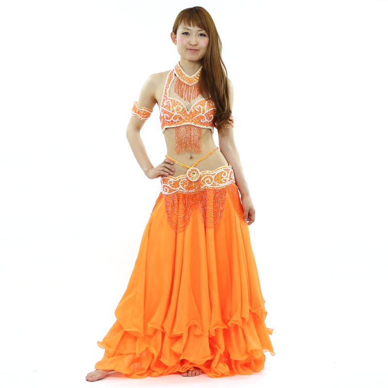 格安ベリーダンスコスチュームCH-COS-A11-51(オレンジ)【宅配便送料無料】発表会、イベントに最適です。