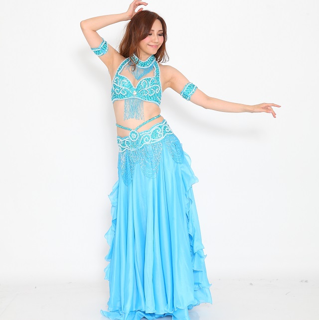 格安ベリーダンスコスチュームCH-COS-A11-71(水色、ライトブルー)【宅配便送料無料】発表会、イベントに最適です。