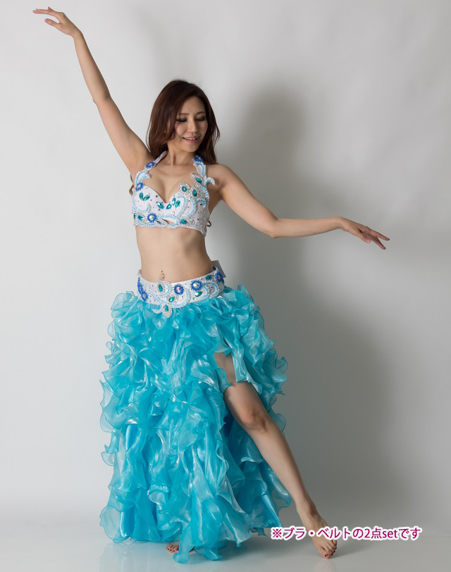 ベリーダンスコスチューム（ブラ＆ベルト２点セット）CH-COSB-A20(white白)【宅配便送料無料】