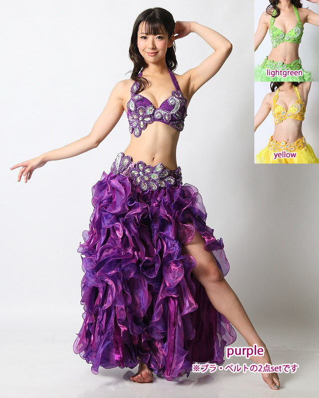 ベリーダンスコスチューム（ブラ＆ベルト２点セット）CH-COSB-A23(3 colors)(S-M/M-L/Lサイズ)【宅配便送料無料】