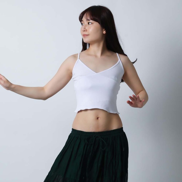 ダンスショート丈キャミソールC56-9ベリーダンスの練習用ウエア（白ホワイト）【ネコポス便送料無料】