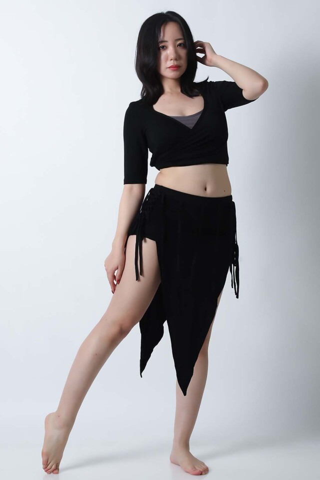 ベリーダンスレッスン着CE57ボレロ+サイドスリット(トップス+スカート+インナーショーツ3点セット)(Mサイズ)【宅配便送料無料】