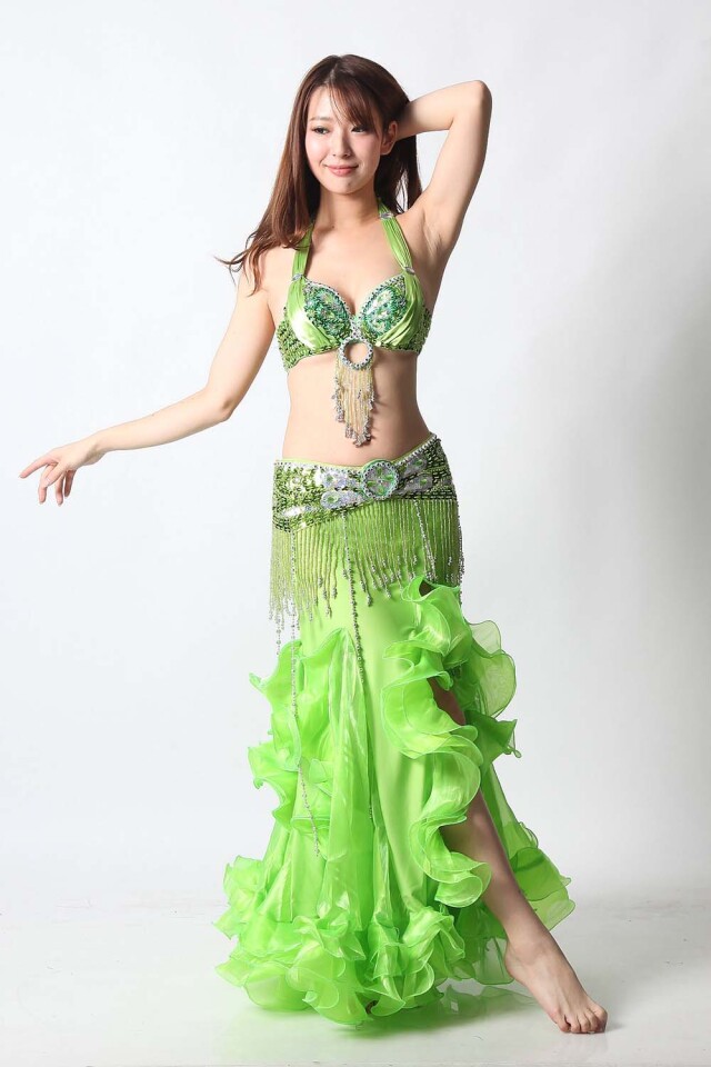 ベリーダンスコスチューム(黄緑、ライトグリーン)【送料無料】 