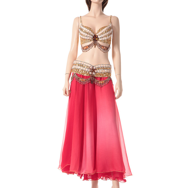 ベリーダンス発表会用グラデーションスカートD13(赤)【宅配便