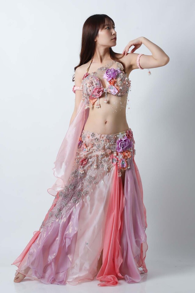 ピンク ベリーダンス セットアップ（ベリーダンス用ピンクセットアップ 