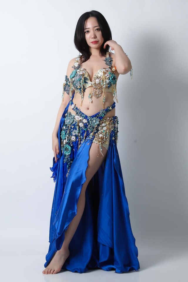 エジプト製HoydaベリーダンスコスチュームCA-COS-A754-1(ロイヤルブルー)【宅配便送料無料】発表会、イベントにお勧めです。