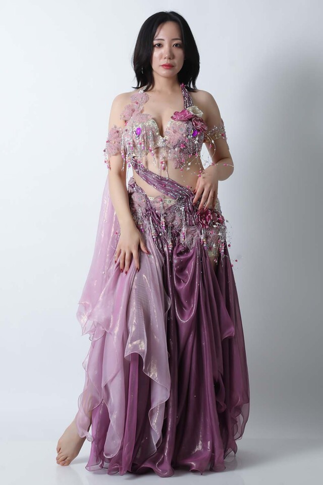 エジプト製HoydaベリーダンスコスチュームCA-COS-A758-1(パープル)【宅配便送料無料】発表会、イベントにお勧めです。