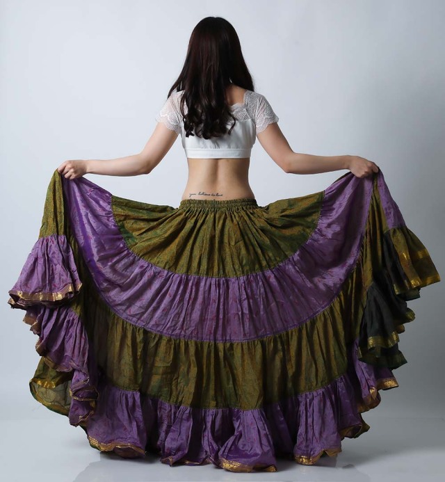25ヤードスカートD25H-28サリーレース(パープル、ライトグリーン)【宅配便送料無料】ベリーダンス、トライバル、ジプシースカート