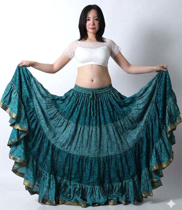 【限定商品】25ヤードスカートD25H-31サリーレース（グリーン)【宅配便送料無料】