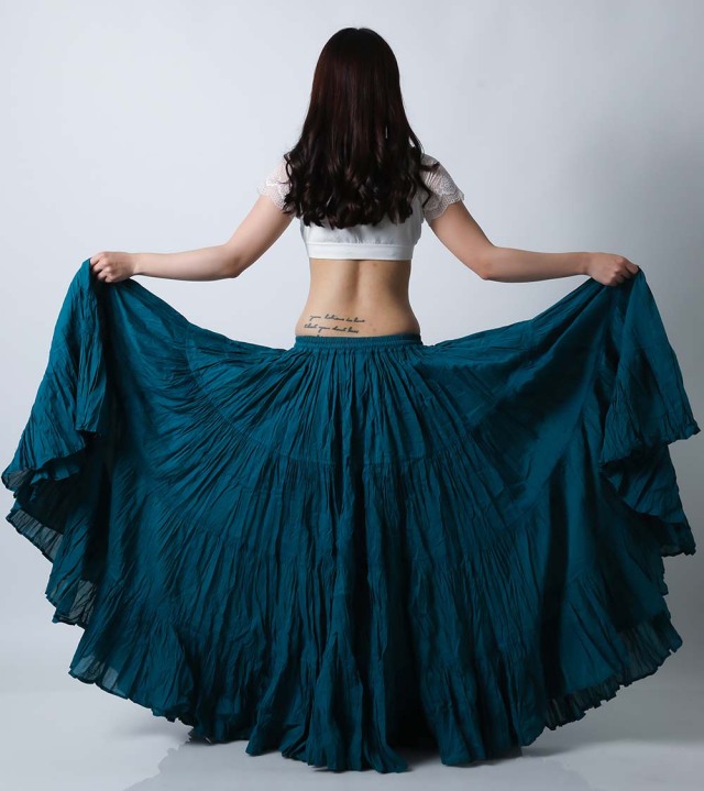 25ヤードスカートD25K-3コットン単色(tealティール)【宅配便送料無料】ベリーダンス、トライバル、ジプシースカート