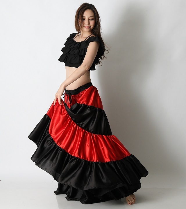 25ヤードスカートD25Lフラメンコフュージョン(black&red)【宅配便送料無料】