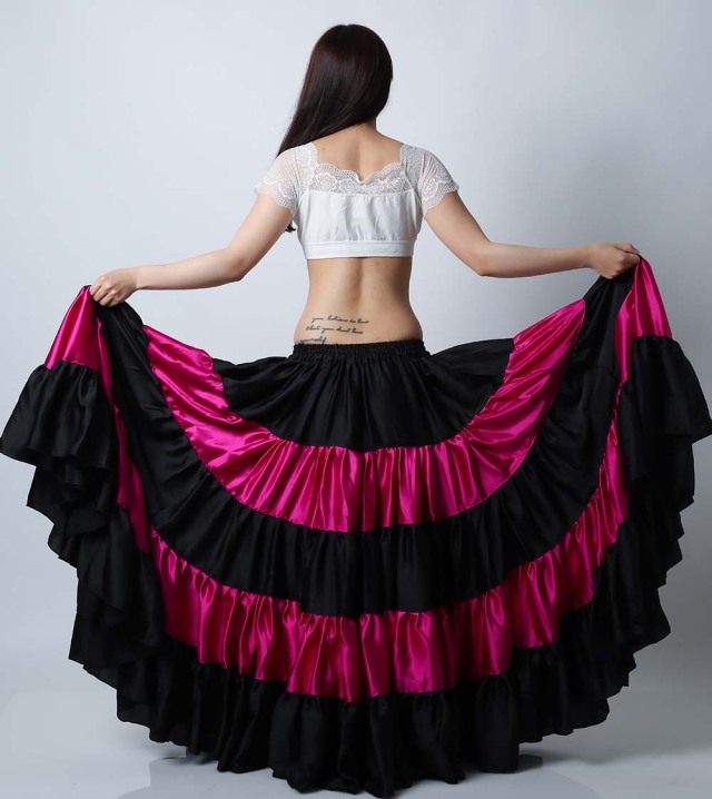25ヤードスカートD25Lフラメンコフュージョン(黒＆フーシャ)（black