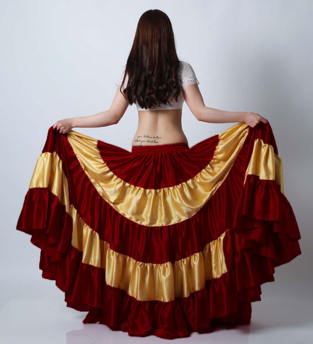 25ヤードスカートD25Lフラメンコフュージョン(ゴールド&ワイン)(gold&wine)【宅配便送料無料】トライバル、フラメンコフュージョン、スパニッシュフュージョン