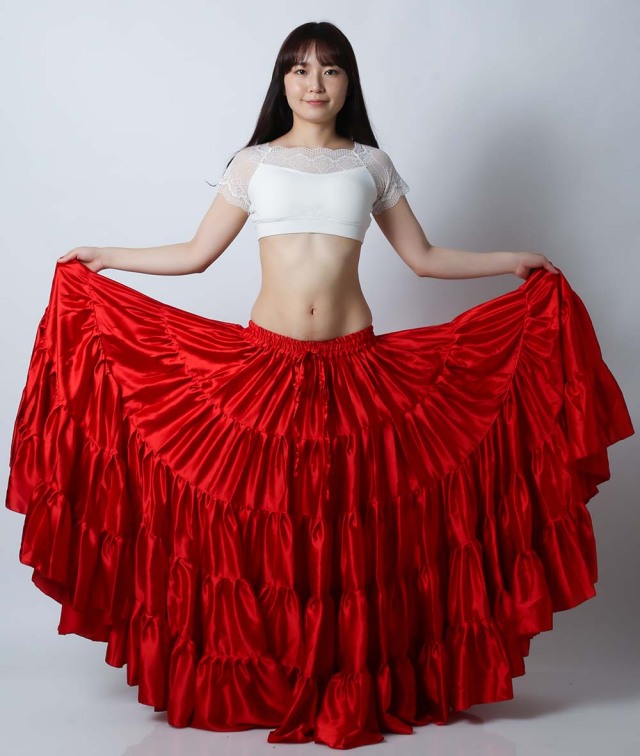 25ヤードスカートD25Sサテン単色（赤レッド)【宅配便送料無料】