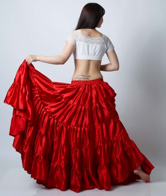 25ヤードスカートD25Sサテン単色(赤レッド)【送料無料】