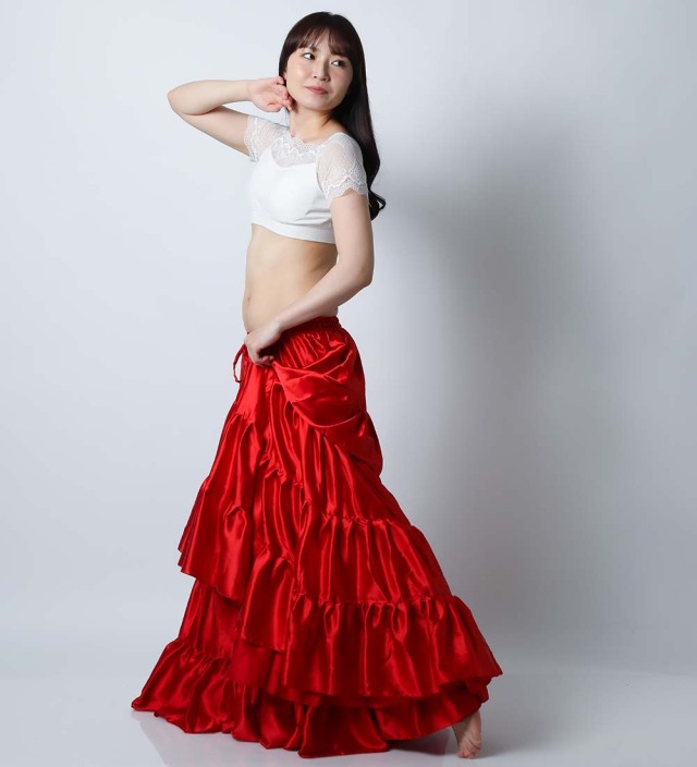 25ヤードスカートD25Sサテン単色(赤レッド)【送料無料】