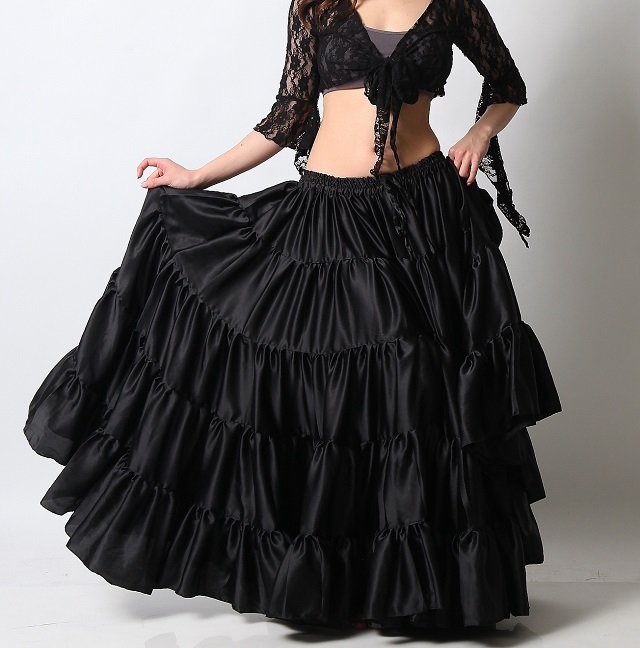 25ヤードスカートD25Sサテン単色（黒ブラック)【宅配便送料無料】