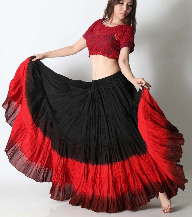 25ヤードスカートD25Tコットン(黒/赤)(black/red)【宅配便送料無料】