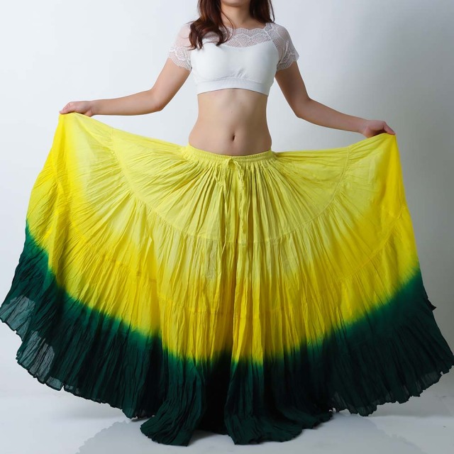 25ヤードスカートD25U-4コットン(黄色イエロー/緑色グリーン)（yellow  