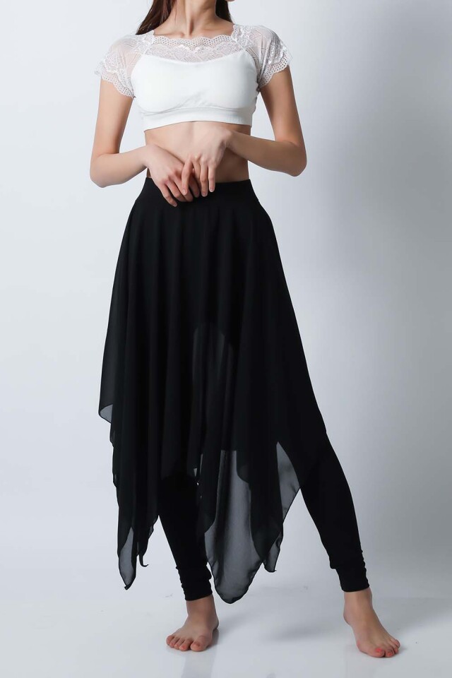 ダンスレギンスE114ロングスカート付き(ブラック)(M/Lサイズ)【ネコポス便送料無料】