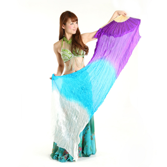 【訳あり品】【左手1本】のみシルクファンベールFAN1-12(パープル、ライトブルー、ホワイト)【宅配便送料無料】ベリーダンス、イベント、舞踊、ダンスにお勧めです。