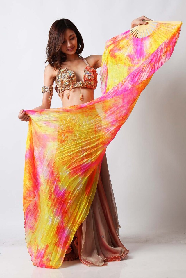 シルクファンベールFAN5-3タイダイ(ピンク、黄色)【送料無料】ベリー  