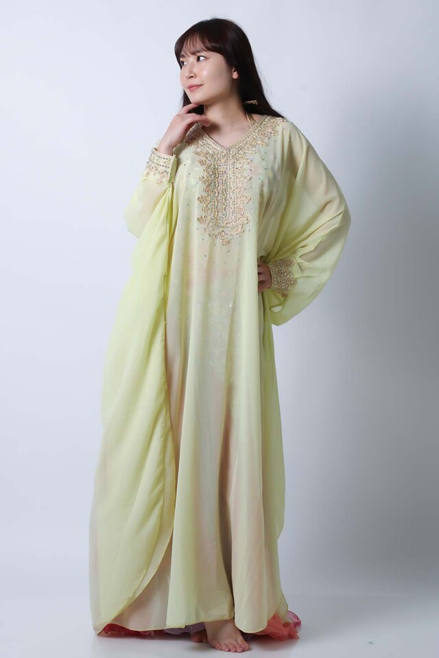 ハリージドレス KH1-1(イエロー)フォークロア衣装【宅配便送料無料】khaleeji dress、発表会、イベントにお勧め