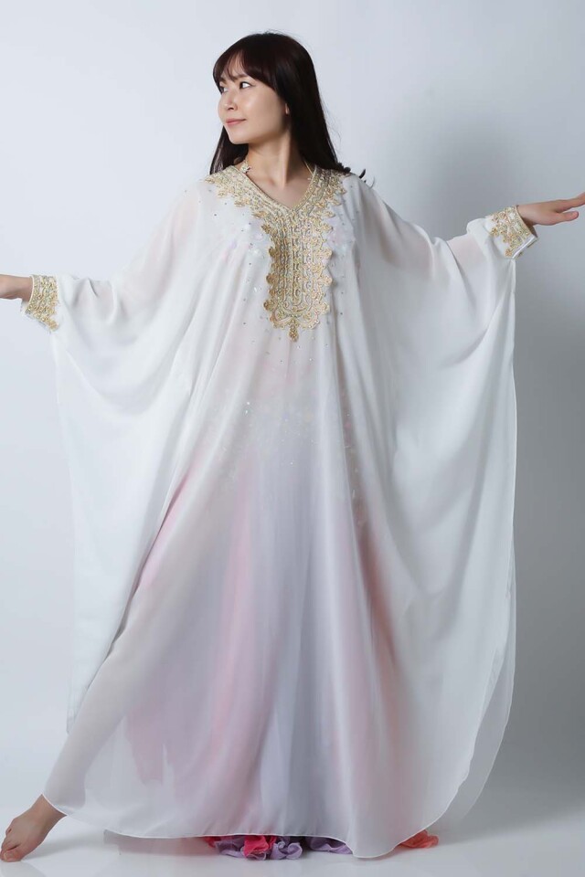 ハリージドレス KH1-2(ホワイト)フォークロア衣装【宅配便送料無料】khaleeji dress、発表会、イベントにお勧め