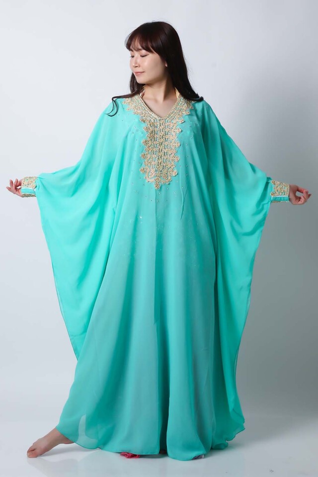 ハリージドレス KH1-3(エメラルドグリーン)フォークロア衣装【宅配便送料無料】khaleeji dress、発表会、イベントにお勧め