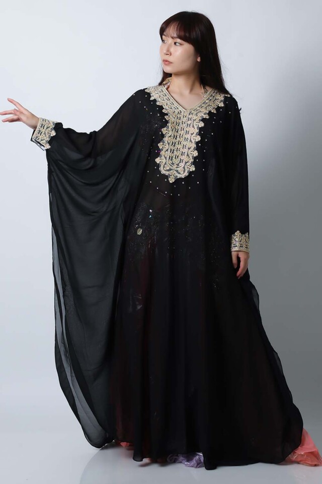 ハリージドレス KH1-4(黒ブラック)フォークロア衣装【宅配便送料無料】khaleeji dress、発表会、イベントにお勧め