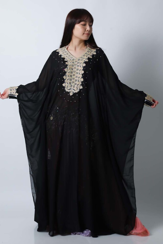 ハリージドレス KH1-4(黒ブラック)フォークロア衣装【宅配便送料無料