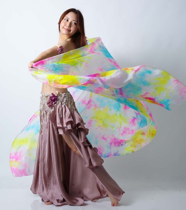 高級シルクベールR26-19サイズ240cm*112cm(タイダイ-イエロー、ピンク、ライトブルー)【ネコポス便送料無料】