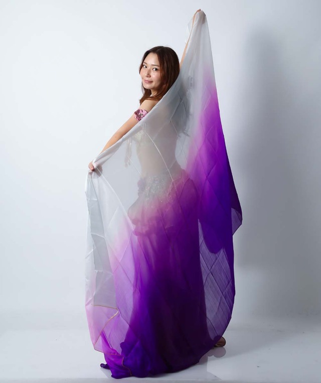 高級シルクベールR26-22Lサイズ264cm*112cm(パープル、ホワイト)【ネコポス便送料無料】