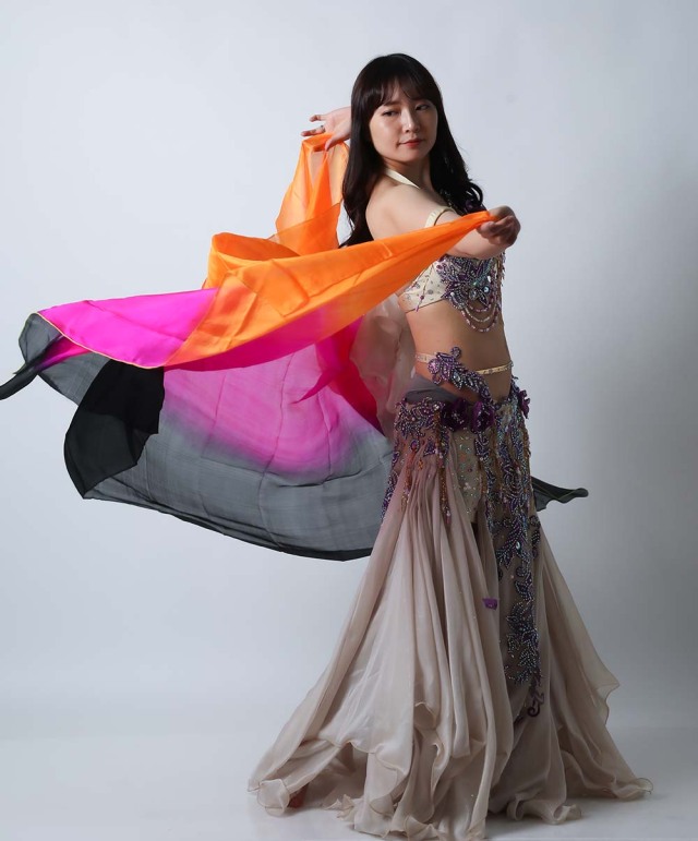 ベリーダンス高級シルクベール R26-23サイズ240cm*112cm(ブラック
