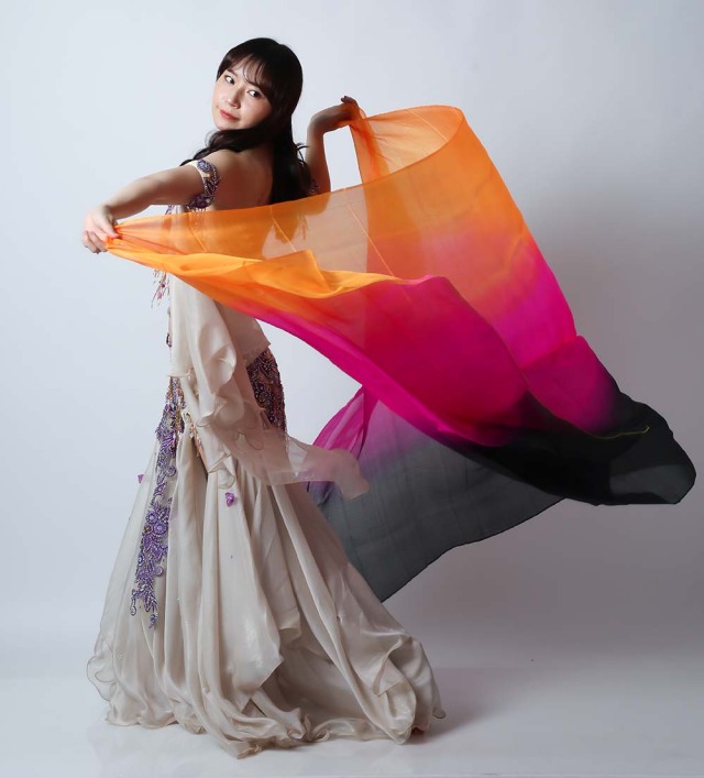 ベリーダンス高級シルクベール R26-23サイズ240cm*112cm(ブラック