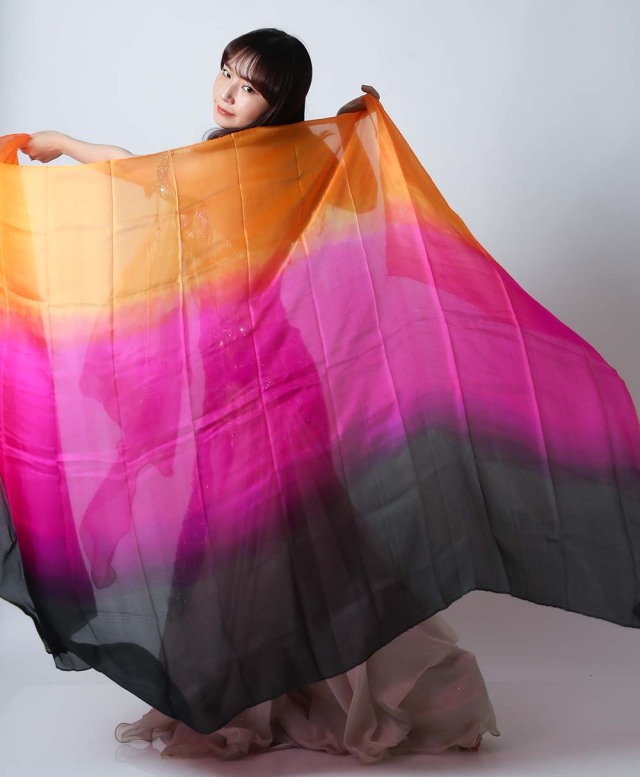ベリーダンス高級シルクベール R26-23サイズ240cm*112cm(ブラック