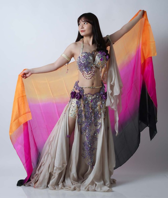 ベリーダンス高級シルクベール R26-23サイズ240cm*112cm(ブラック