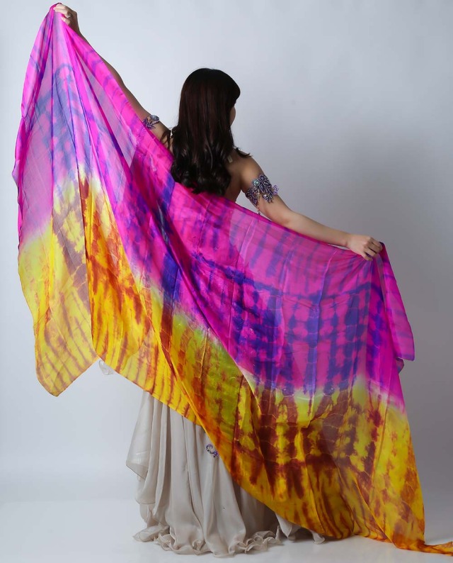 高級シルクベールR26-8Aサイズ240cm*112cm(タイダイ-ピンク、イエロー)【ネコポス便送料無料】