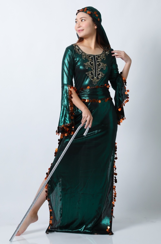 サイーディドレスSAI54-3(グリーン)フォークロア衣装【宅配便送料無料】発表会にお勧めです。