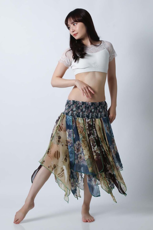 トライバルスカートSK76-1プリント柄【ネコポス便送料無料】発表会、レッスンどちらも使えるベリーダンススカート