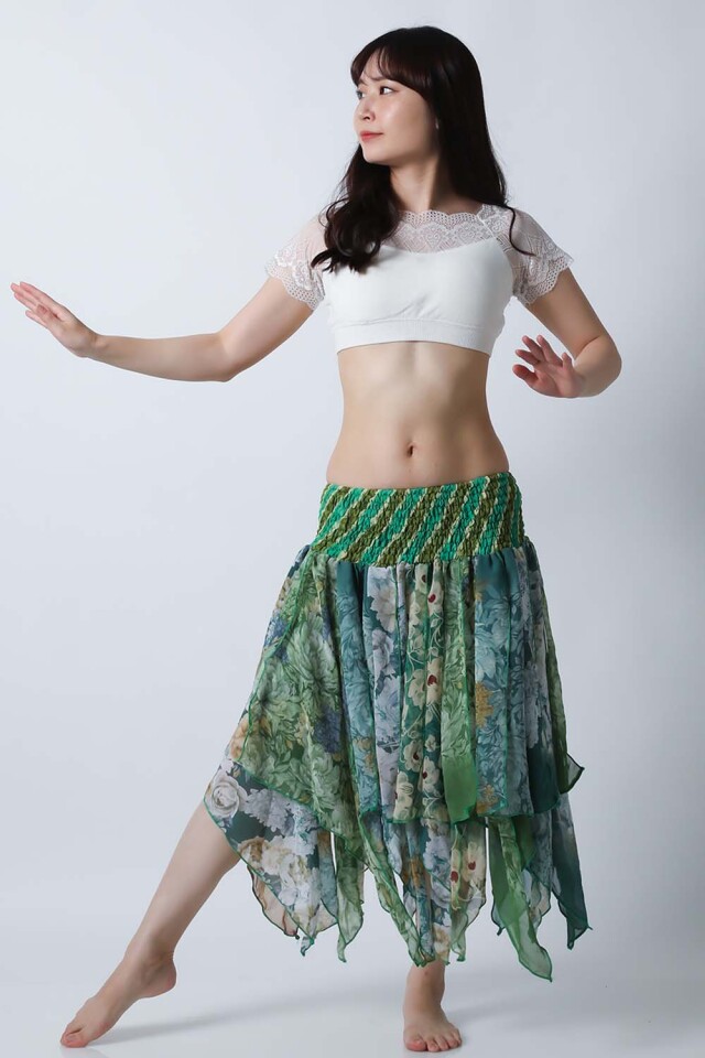 トライバルスカートSK76-2プリント柄【ネコポス便送料無料】発表会、レッスンどちらも使えるベリーダンススカート