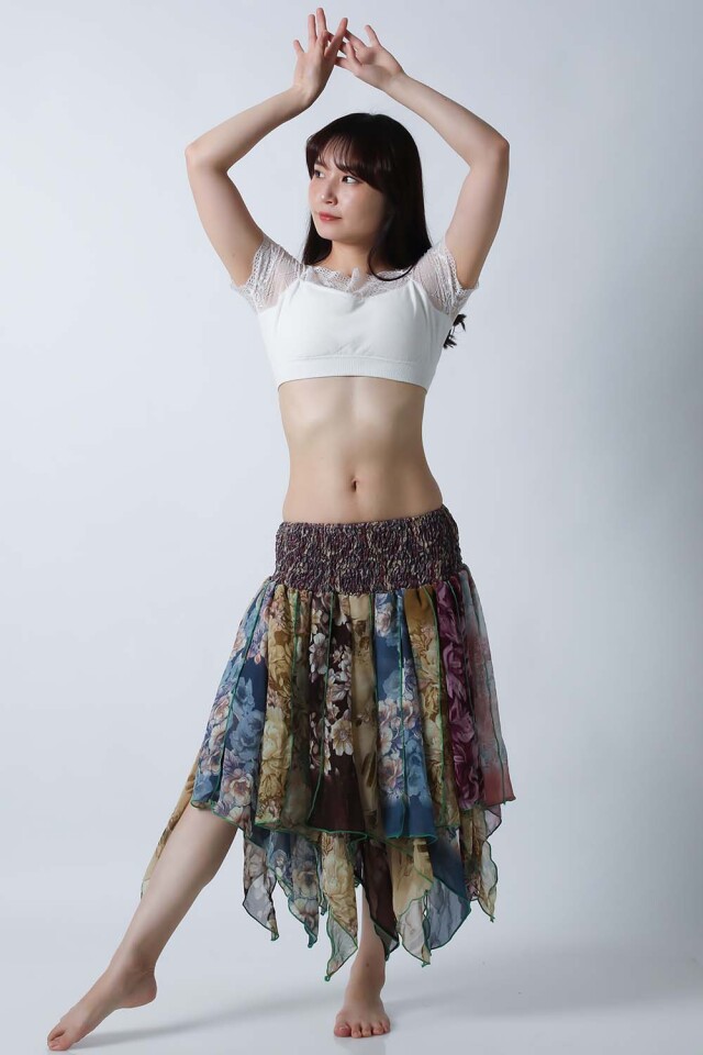 トライバルスカートSK76-9プリント柄【ネコポス便送料無料】発表会、レッスンどちらも使えるベリーダンススカート