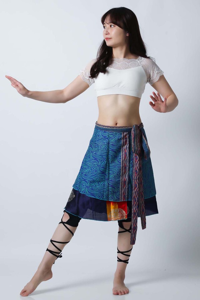 ヴィンテージ巻きスカートSK77-10プリント柄【ネコポス便送料無料】発表会、レッスンどちらも使えるベリーダンススカート