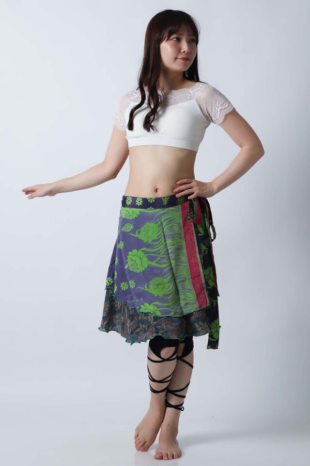 ヴィンテージ巻きスカートSK77-6プリント柄【ネコポス便送料無料】発表会、レッスンどちらも使えるベリーダンススカート