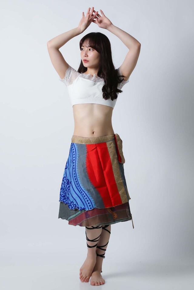 ヴィンテージ巻きスカートSK77-8プリント柄【ネコポス便送料無料】発表会、レッスンどちらも使えるベリーダンススカート